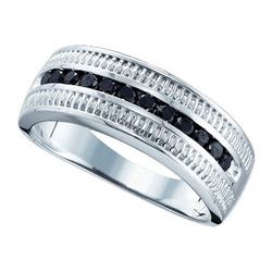 925 Sterling Silver White 0.51CTW BLACK DIAMOND FASHION