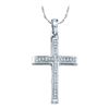 Image 1 : 10KT White Gold 0.08CTW DIAMOND CROSS PENDANT