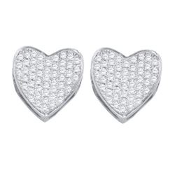 10KT White Gold 0.33CTW DIAMOND HEART EARRINGS