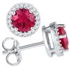 Image 1 : 10kt White Gold Womens Round Lab-Created Ruby Solitaire