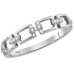 10kt White Gold Womens Round Diamond Chain Link Stackab