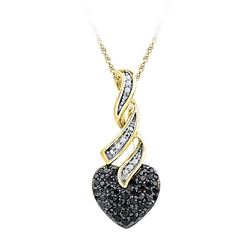 10K Yellow-gold 0.33CTW BLACK DIAMOND FASHION PENDANT
