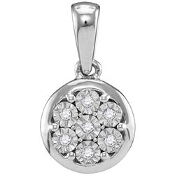 10kt White Gold Womens Round Diamond Illusion-set Flowe