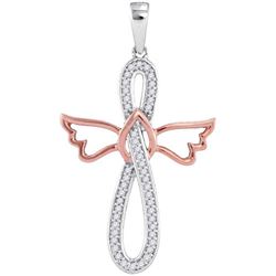 10KT White Gold Two Tone 0.15CTW-Diamond CROSS PENDANT