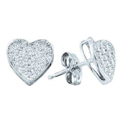 10KT White Gold 0.10CTW DIAMOND MICRO PAVE HEART EARRIN
