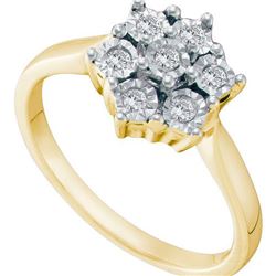 925 Sterling Silver Yellow 0.10CTW DIAMOND FLOWER RING