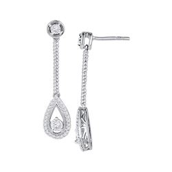 10kt White Gold Womens Round Diamond Teardrop Screwback