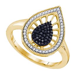 10K Yellow-gold 0.25CT BLACK DIAMOND MICRO PAVE RING