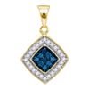 Image 1 : 10K Yellow-gold 0.25CTW BLUE DIAMOND MICRO-PAVE PENDANT