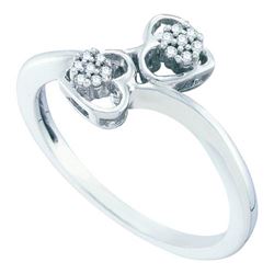 10KT White Gold 0.05CTW DIAMOND HEART RING