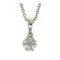 14KT White Gold 0.10CTW ROUND DIAMOND LADIES FLOWR PEND