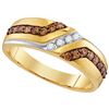Image 1 : 10kt Yellow Gold Mens Round Cognac-brown Colored Diamon