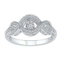 10kt White Gold Womens Round Diamond Moving Twinkle Sol