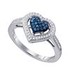 Image 1 : 10KT White Gold 0.25CT BLUE DIAMOND HEART RING