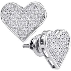 925 Sterling Silver White 0.25CTW DIAMOND HEART EARRING