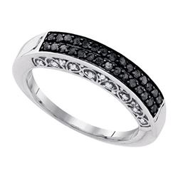 10K White-gold 0.51CTW-DIA BLACK DIAMOND BAND