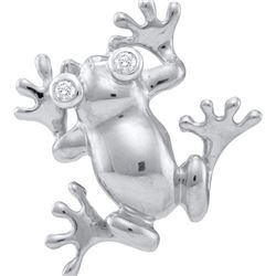 10KT White Gold 0.02CTW DIAMOND FROG PENDANT