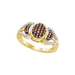 10kt Yellow Gold Womens Round Cognac-brown Colored Diam