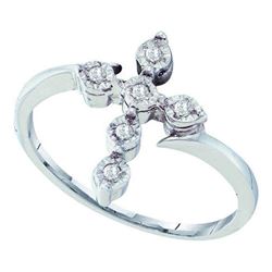 925 Sterling Silver White 0.06CTW DIAMOND CROSS RING