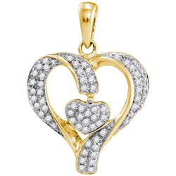 10kt Yellow Gold Womens Round Natural Diamond Heart Lov