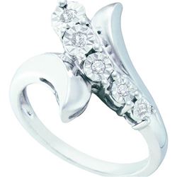 925 Sterling Silver White 0.10CTW DIAMOND FASHION RING