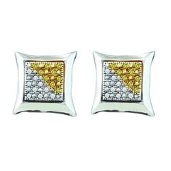 925 Sterling Silver Yellow 0.12CTW DIAMOND MICRO PAVE E