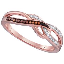 10kt Rose Gold Womens Round Red Colored Diamond Woven F