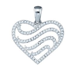 10KT White Gold 0.25CTW-DIAMOND MICRO-PAVE HEART PENDAN