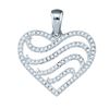 Image 1 : 10KT White Gold 0.25CTW-DIAMOND MICRO-PAVE HEART PENDAN