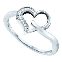 10KT White Gold 0.04CTW DIAMOND HEART RING