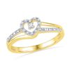Image 1 : 10K Yellow-gold 0.06CTW DIAMOND FASHION HEART RING