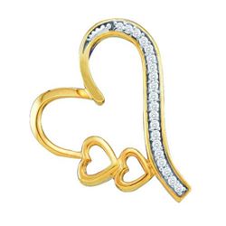 10KT Yellow Gold 0.07CTW DIAMOND HEART PENDANT