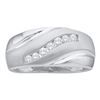 Image 1 : 14KT White Gold 0.25CTW DIAMOND CLUSTER MENS BAND