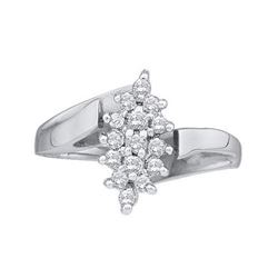 10KT White Gold 0.25CTW DIAMOND CLUSTER RING