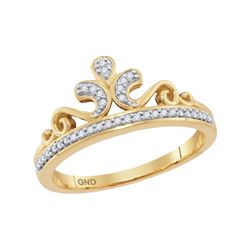10kt Yellow Gold Womens Round Natural Diamond Crown Tia
