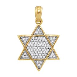 10kt Yellow Gold Mens Round Diamond 6-Point Star Magen