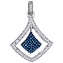 10KT White Gold 0.25CTW BLUE DIAMOND MICRO-PAVE PENDANT