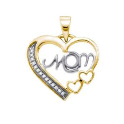 925 Sterling Silver Yellow 0.05CTW DIAMOND HEART PENDAN
