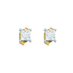10kt Yellow Gold Womens Round Diamond Square-shape Stud