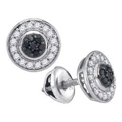 10KT White Gold 0.33CTW BLACK DIAMOND MICRO-PAVE EARRIN