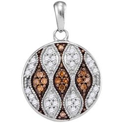 10KT White Gold 0.33CTW COGNAC DIAMOND FASHION PENDANT