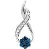 Image 1 : 10kt White Gold Womens Round Blue Colored Diamond Clust