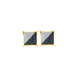 Yellow-tone Sterling Silver Womens Round Black Colored