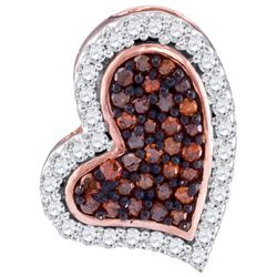 10KT Rose Gold 0.14CTW RED DIAMOND HEART PENDANT