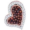 Image 1 : 10KT Rose Gold 0.14CTW RED DIAMOND HEART PENDANT