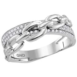 10kt White Gold Womens Round Diamond Chain Link Crossov