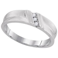 10KT White Gold 0.06CTW DIAMOND MENS FASHION BAND