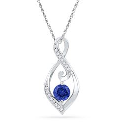 10kt White Gold Womens Round Lab-Created Blue Sapphire