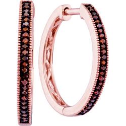 10KT Rose Gold 0.15CTW RED DIAMOND FASHION HOOPS