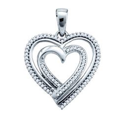 10KT White Gold 0.25CTW DIAMOND HEART PENDANT